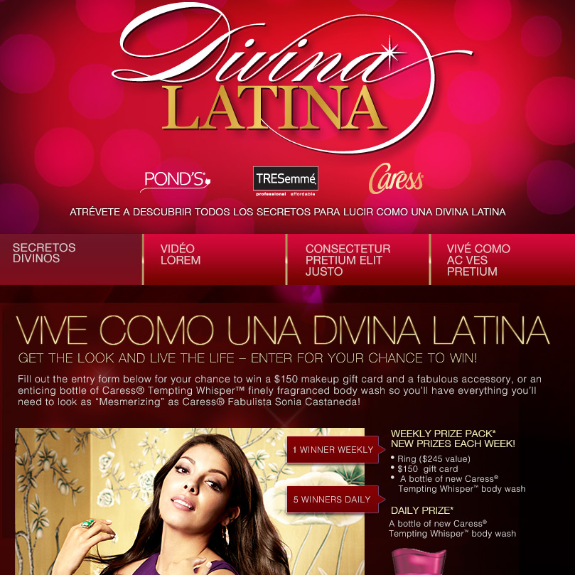 Caress Diva Latina Facebook App